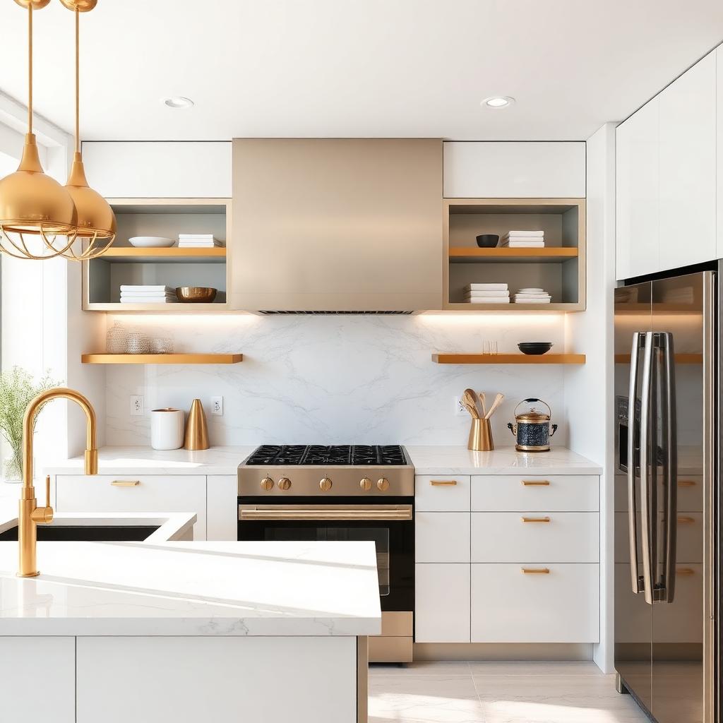 White and gold luxury kitchen remodel