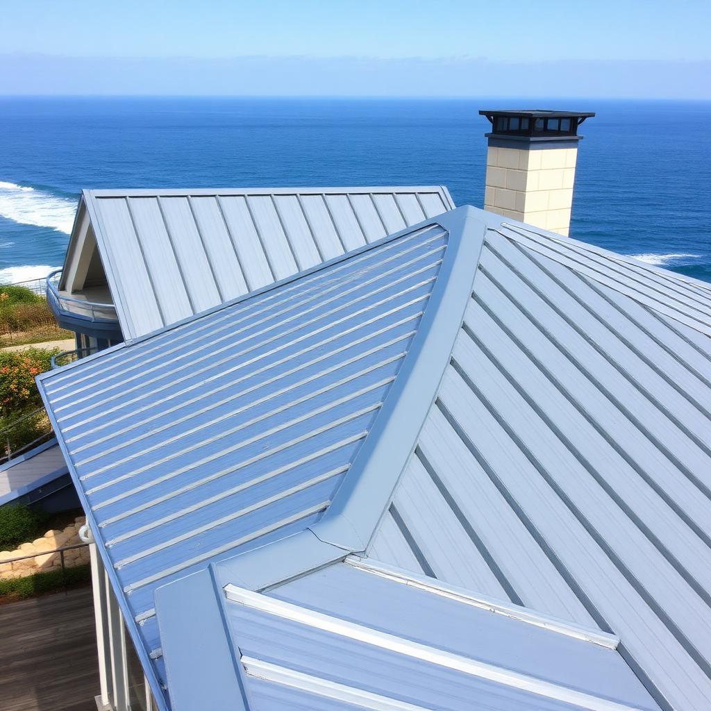 Standing seam metal roof on coastal home